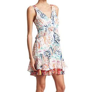 Tanya Taylor Eva Floral Silk Ruffle Mixed Print Mini Dress Women’s 10